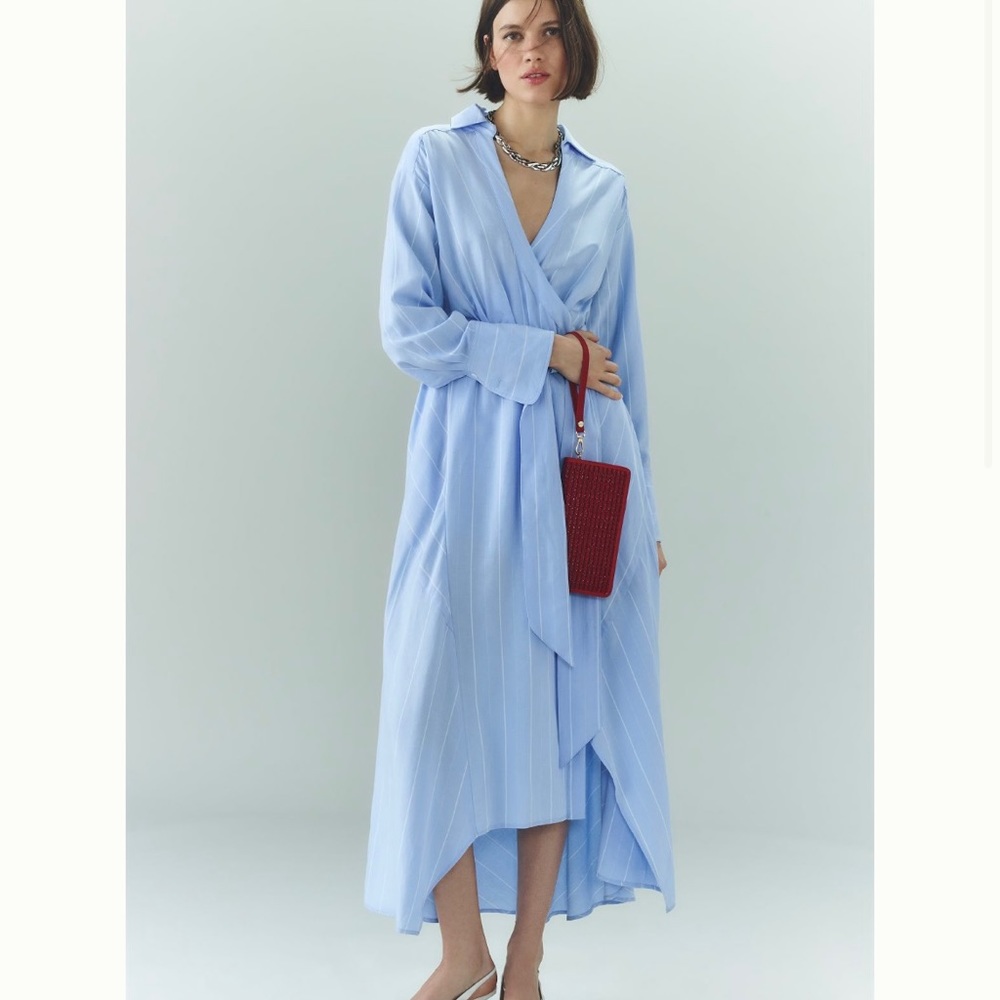 Anthropologie Blue Wrap Dress